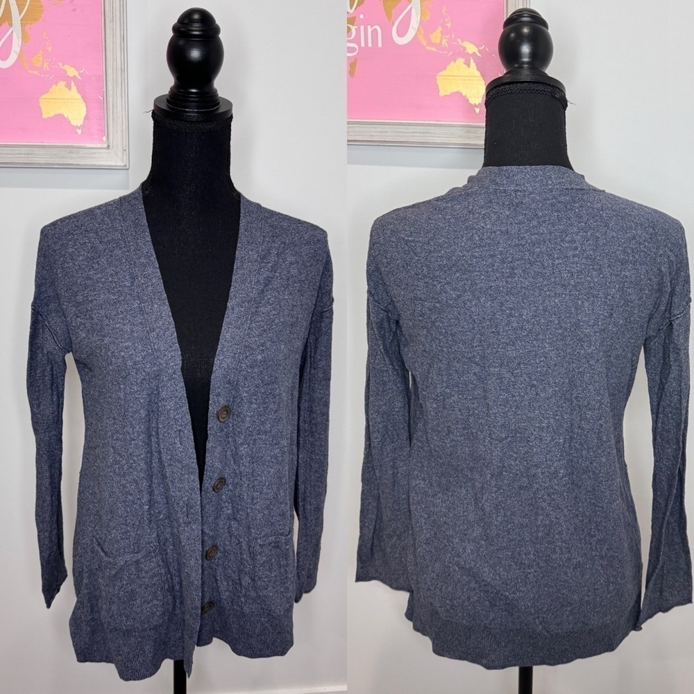 Eddie Bauer Heather Blue Front Button Up Cardigan (S)
